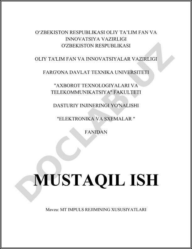 MT impuls rejimining xususiyatlari