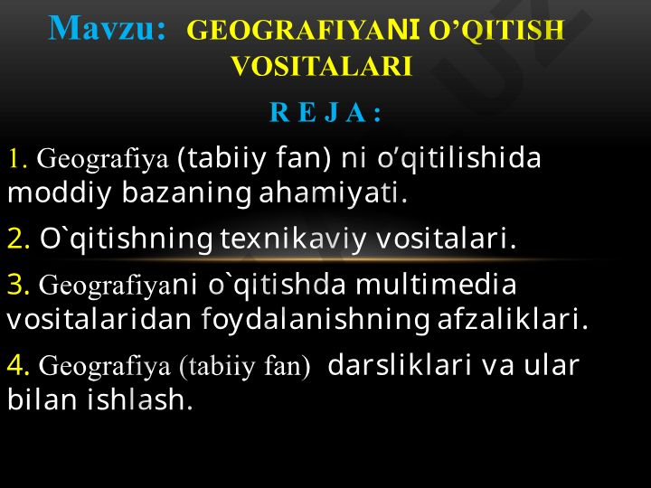 Geografiyani o'qitish vositalari