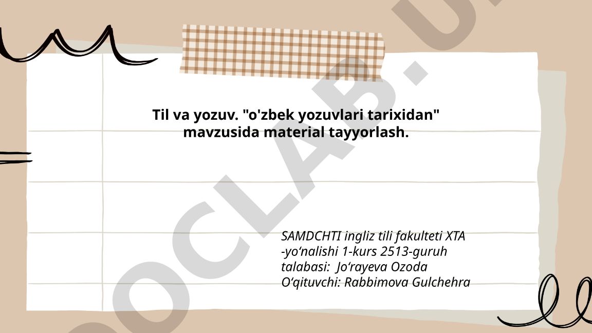 O'zbek yozuvlari tarixidan