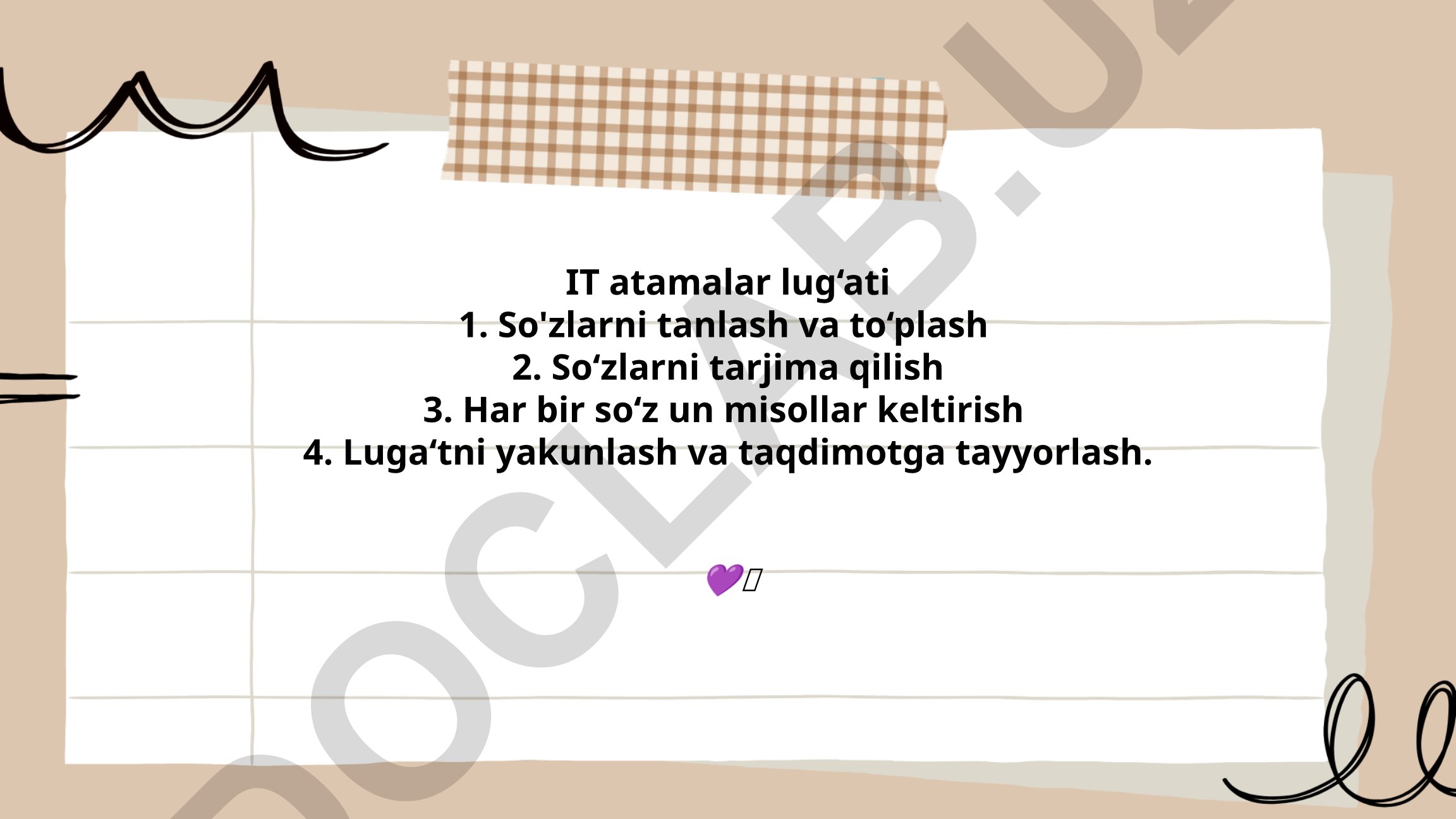 IT atamalar lug‘ati tuzish va taqdimotga tayyorlash