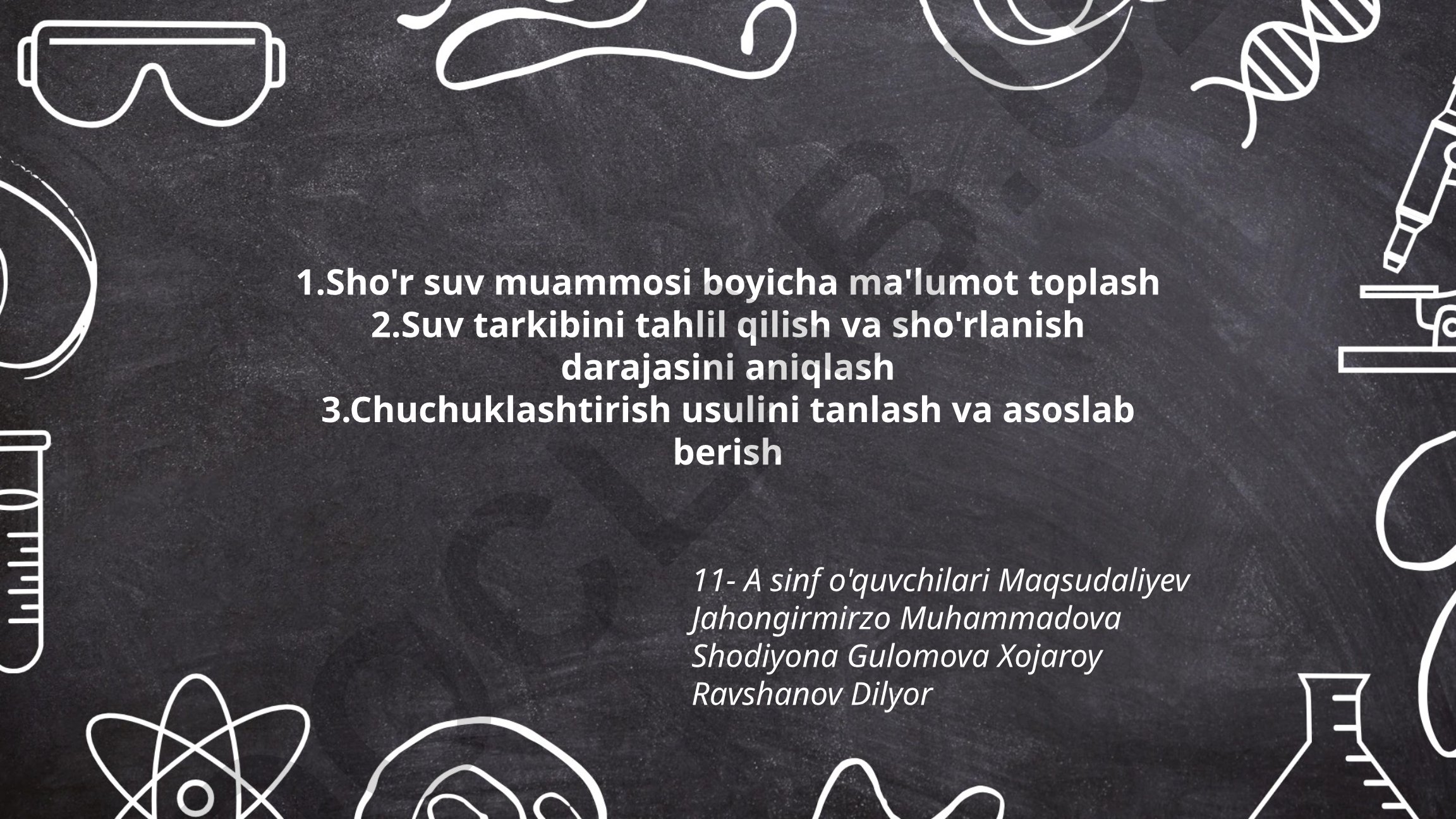 Sho'r suv muammosi, tahlili va chuchuklashtirish usullari