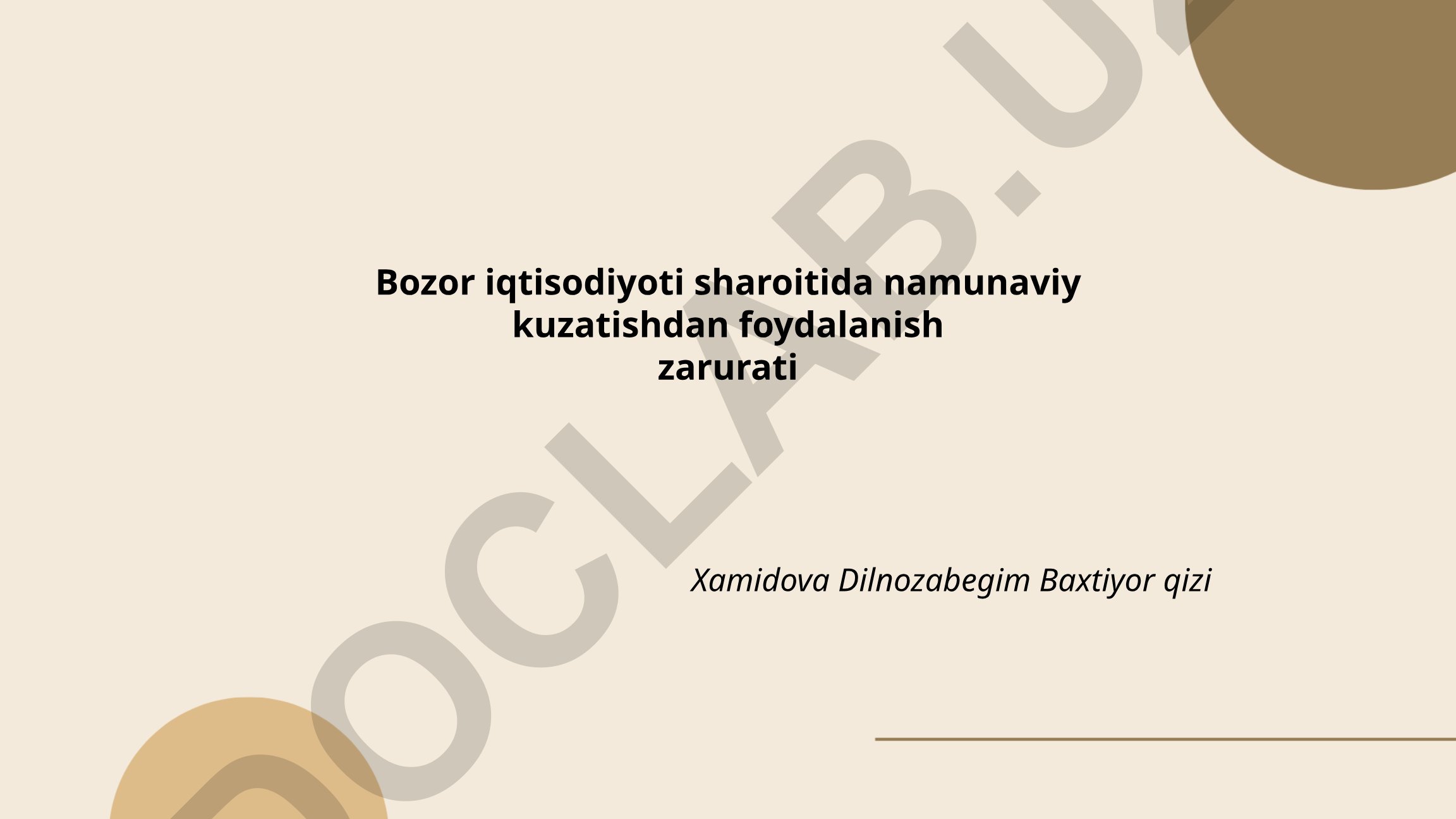 Bozor iqtisodiyoti sharoitida namunaviy kuzatishdan foydalanish zarurati