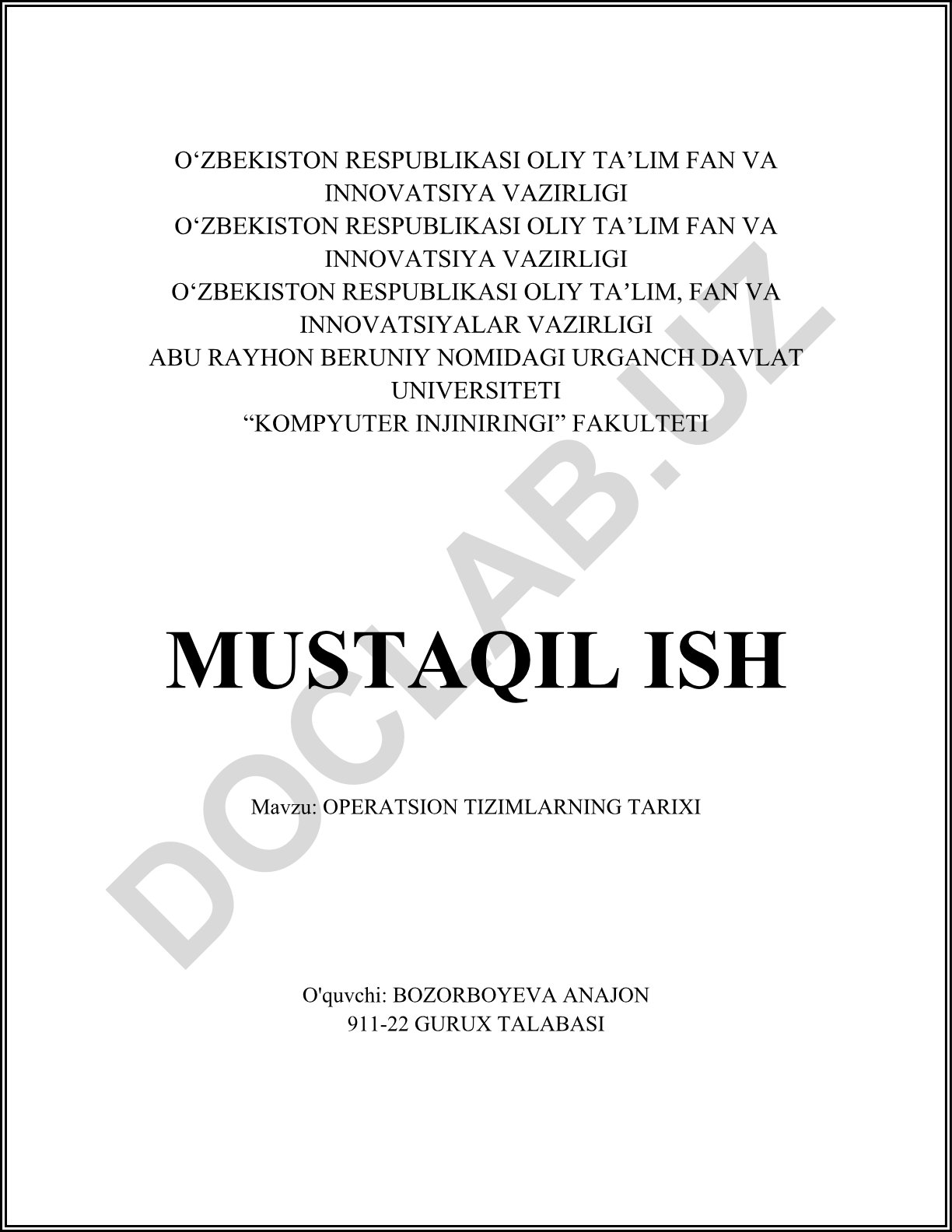 Operatsion tizimlarning tarixi