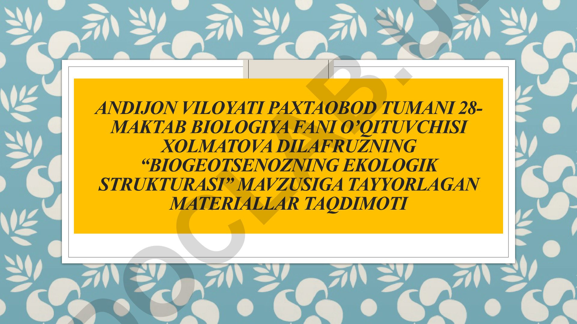 Biogeotsenozning ekologik strukturasi
