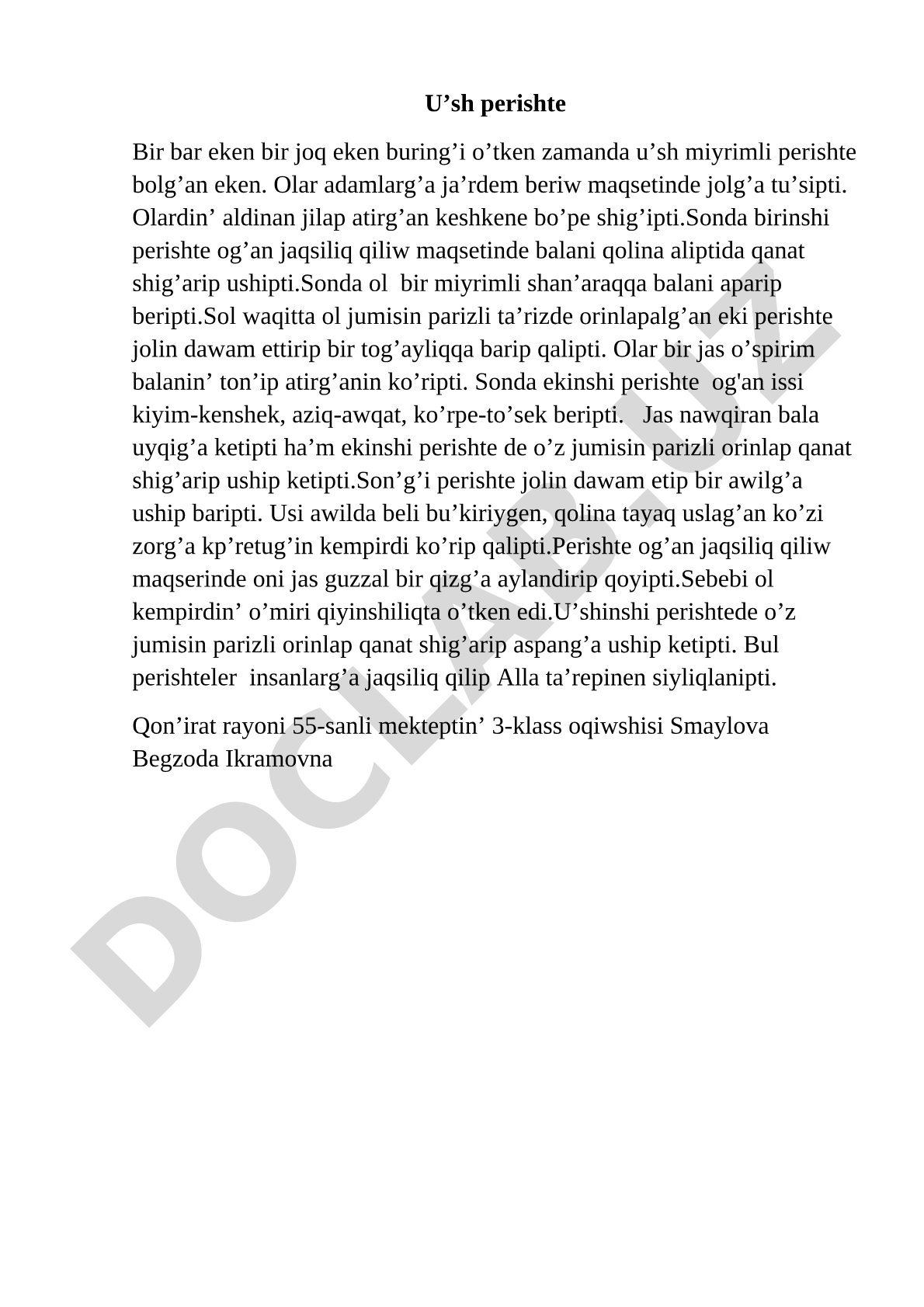 Uch perishte haqidagi ertak