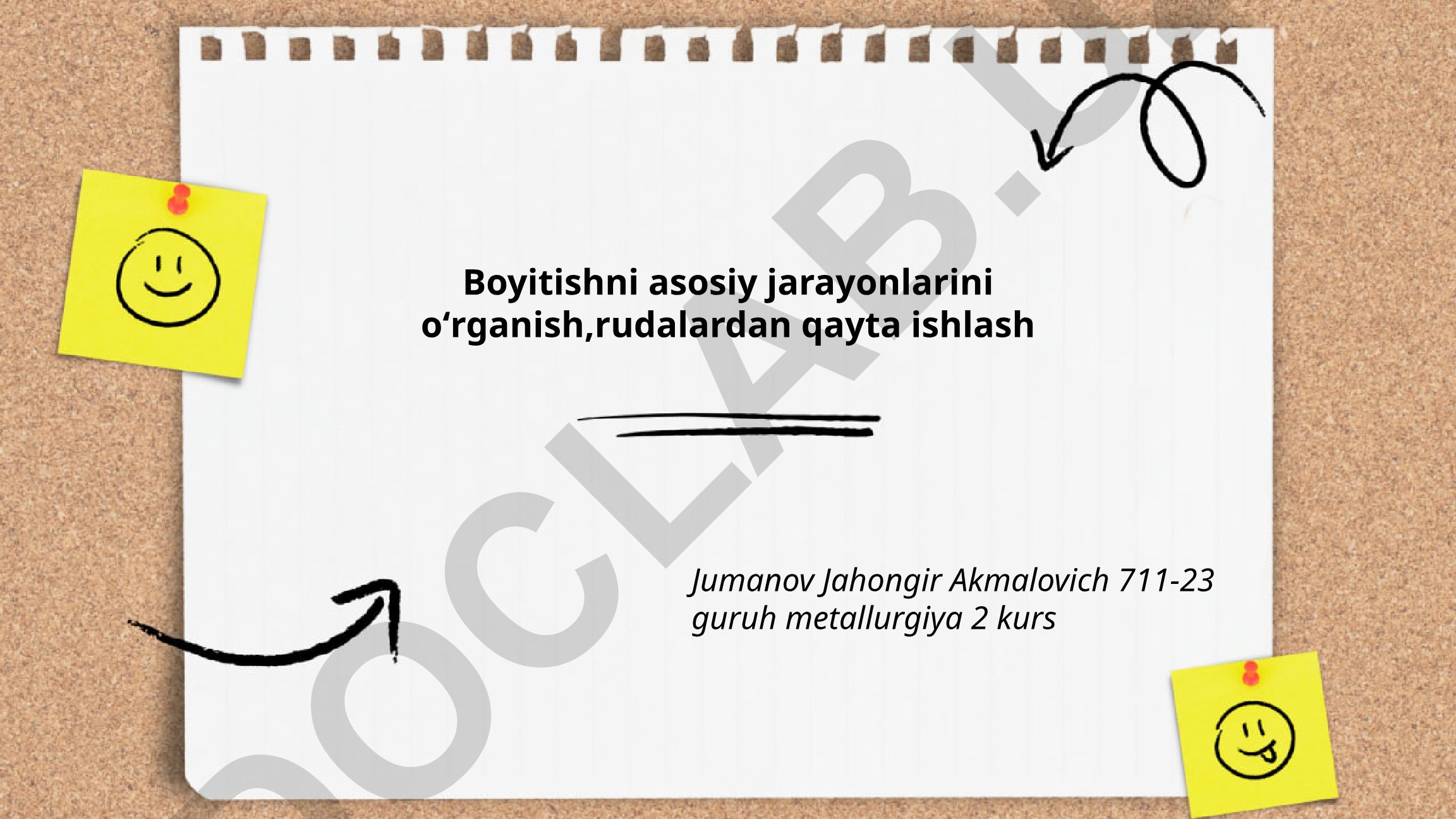 Boyitish jarayonlarining nazariy asoslari va rudalardan qayta ishlash