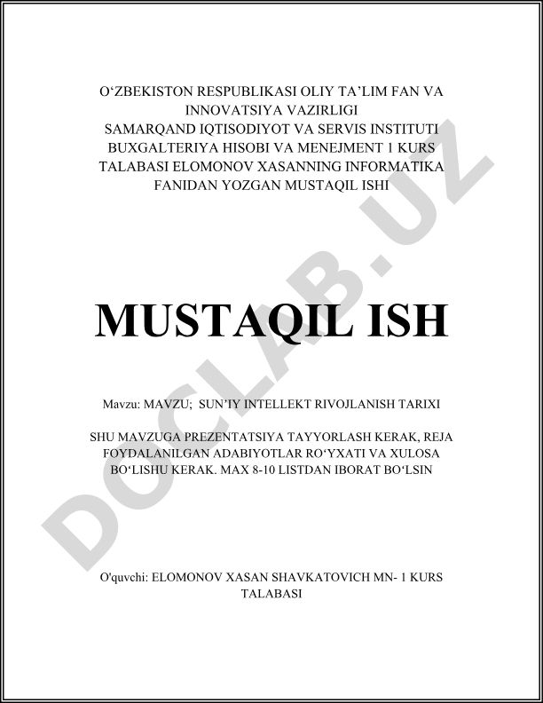 Sunʼiy intellekt rivojlanish tarixi