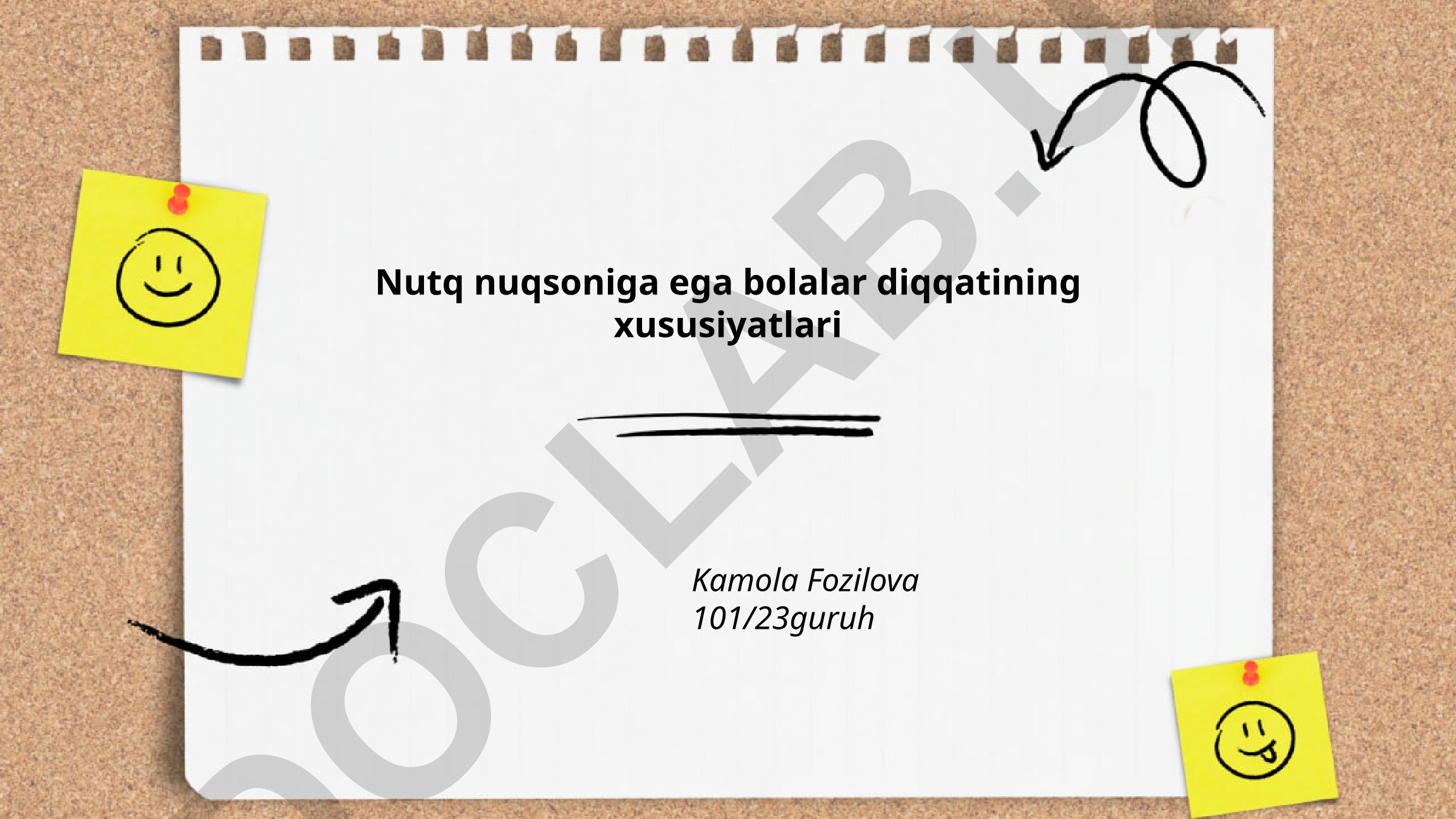 Nutq nuqsoniga ega bolalarda diqqat xususiyatlari