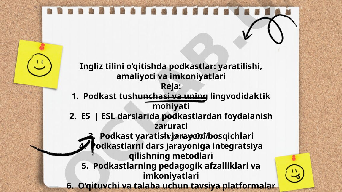 Ingliz tilini o‘qitishda podkastlar: yaratilishi, amaliyoti va imkoniyatlari