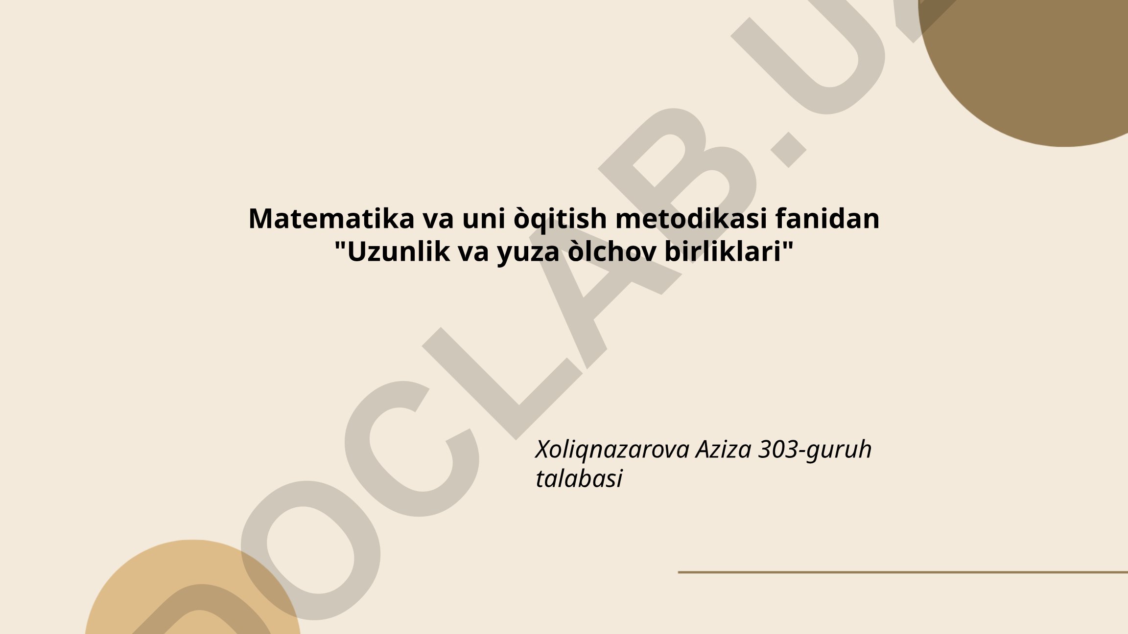 Uzunlik va yuza o'lchov birliklari