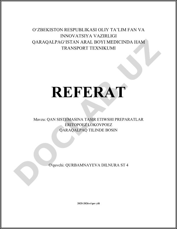 Qon tizimiga ta'sir qiluvchi preparatlar: Eritropoez va lokopeniya