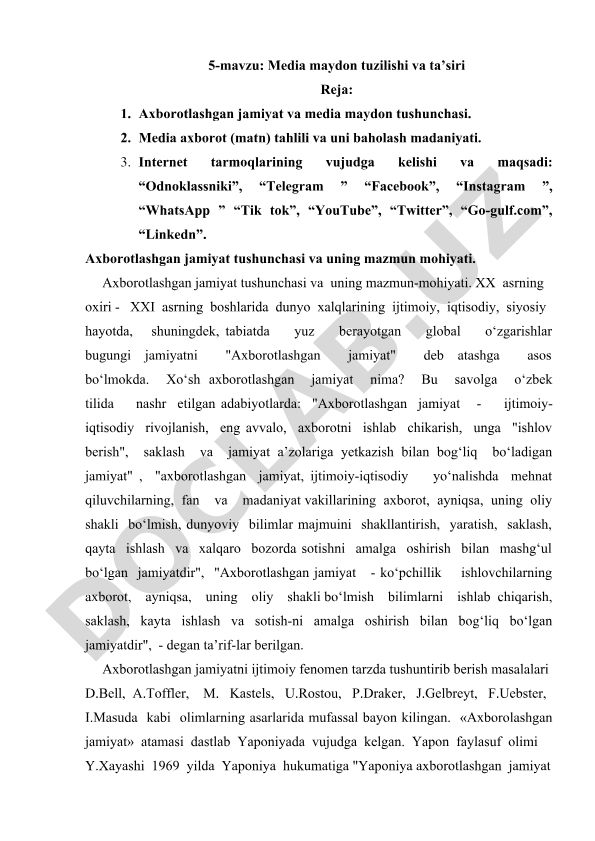 Media maydon tuzilishi va ta'siri