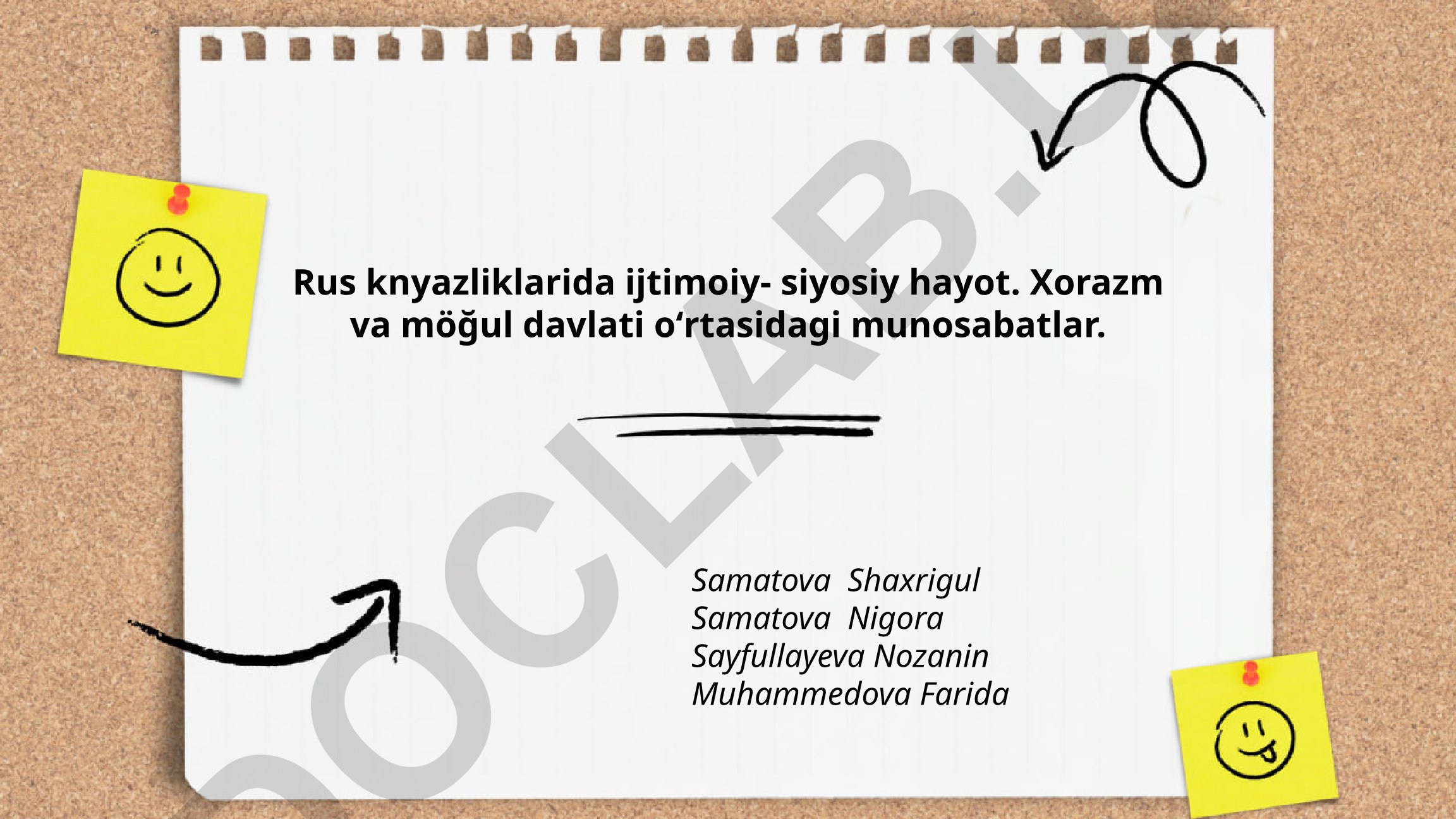 Rus knyazliklarida ijtimoiy-siyosiy hayot va Xorazm-Mo'g'ul munosabatlari