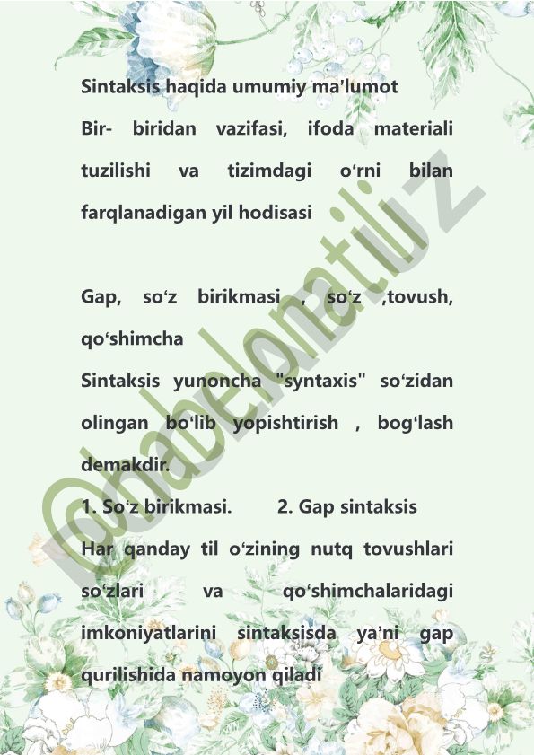 Sintaksis haqida umumiy maʼlumot
