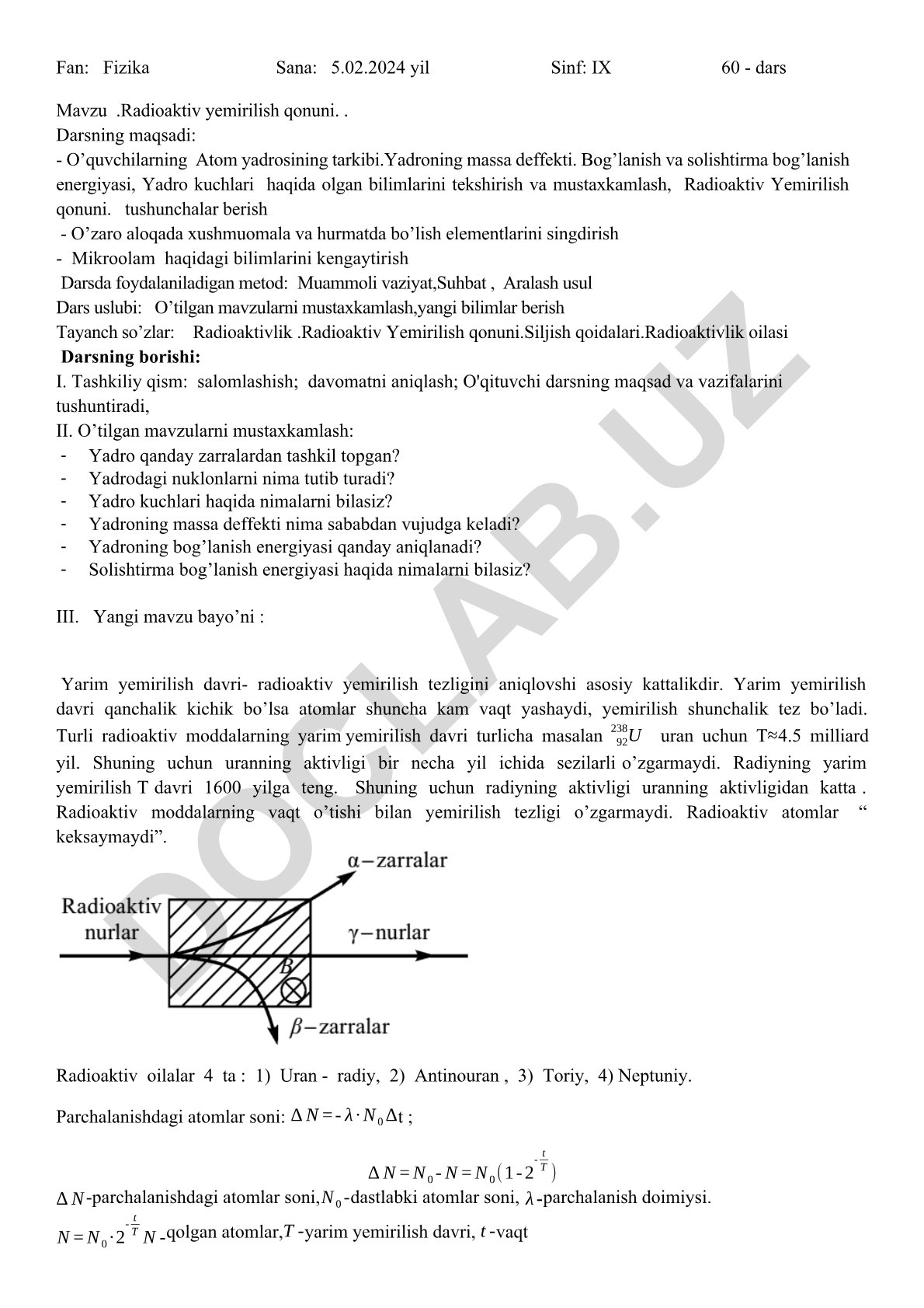 Radioaktiv yemirilish qonuni