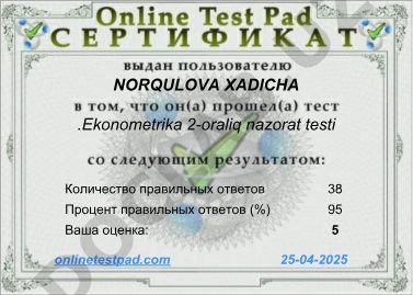 Ekonometrika 2-oraliq nazorat testi natijalari