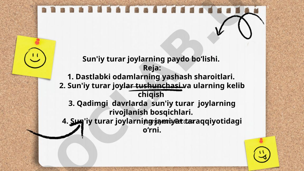 Sun'iy turar joylarning paydo bo‘lishi