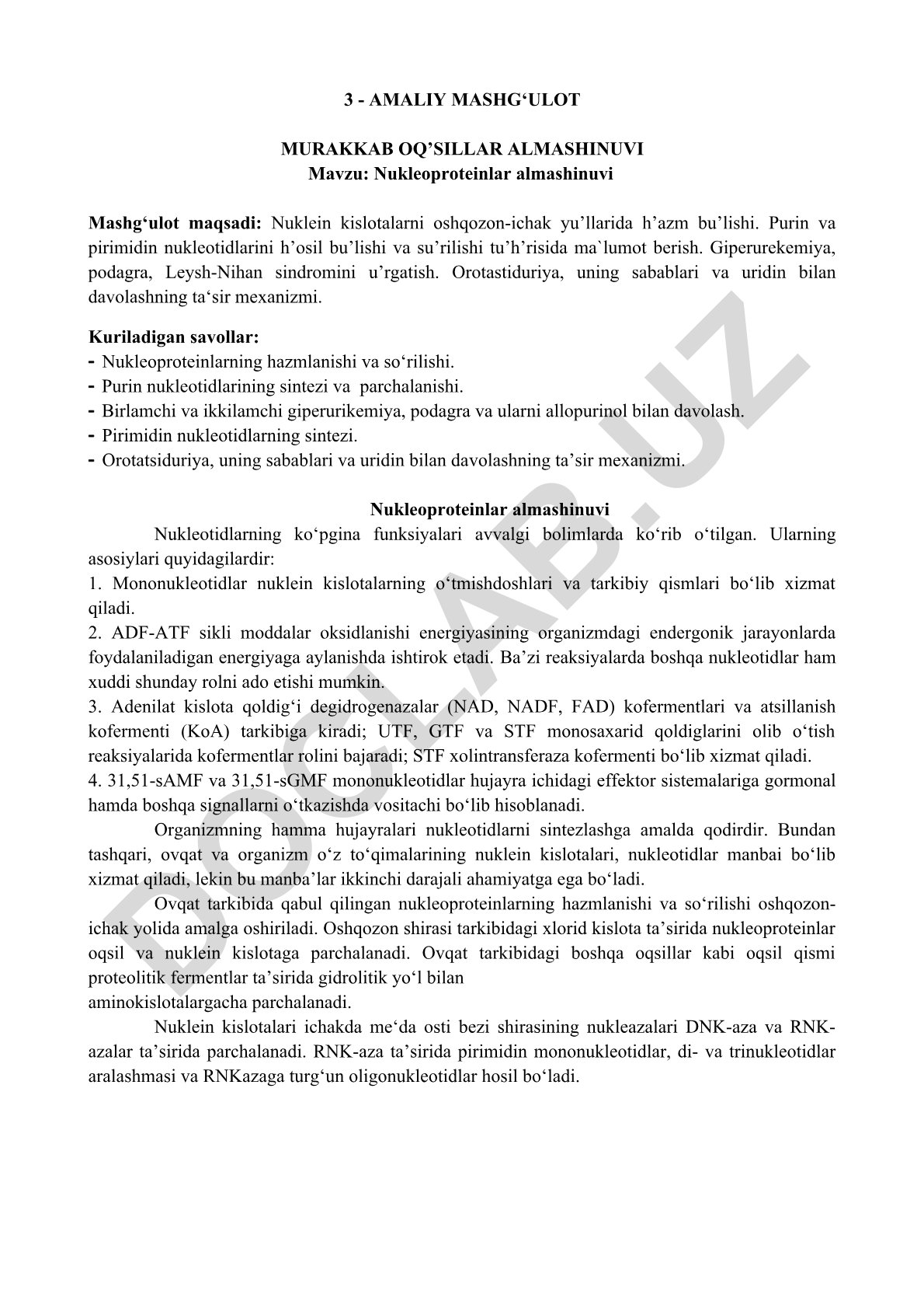 Nukleoproteinlar almashinuvi