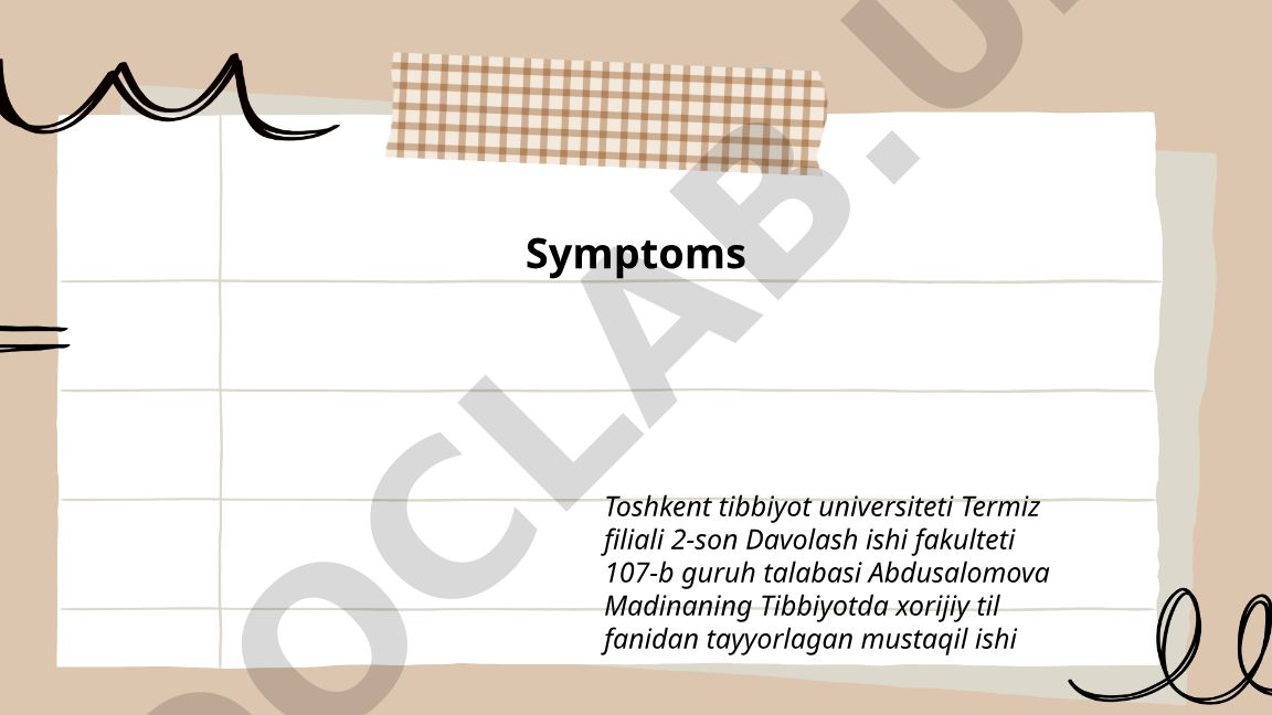 Tibbiyotda xorijiy til fanidan mustaqil ish