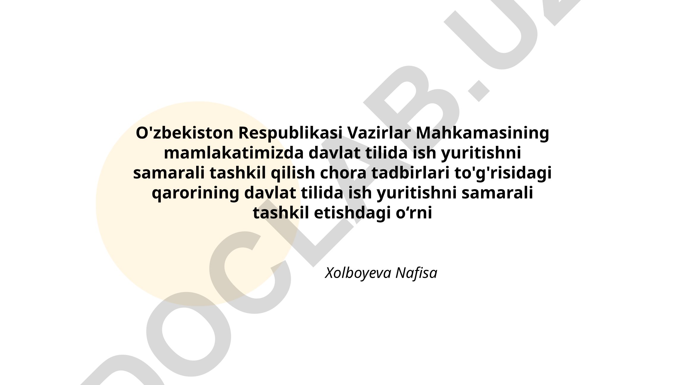 Davlat tilida ish yuritishni samarali tashkil qilish chora tadbirlari