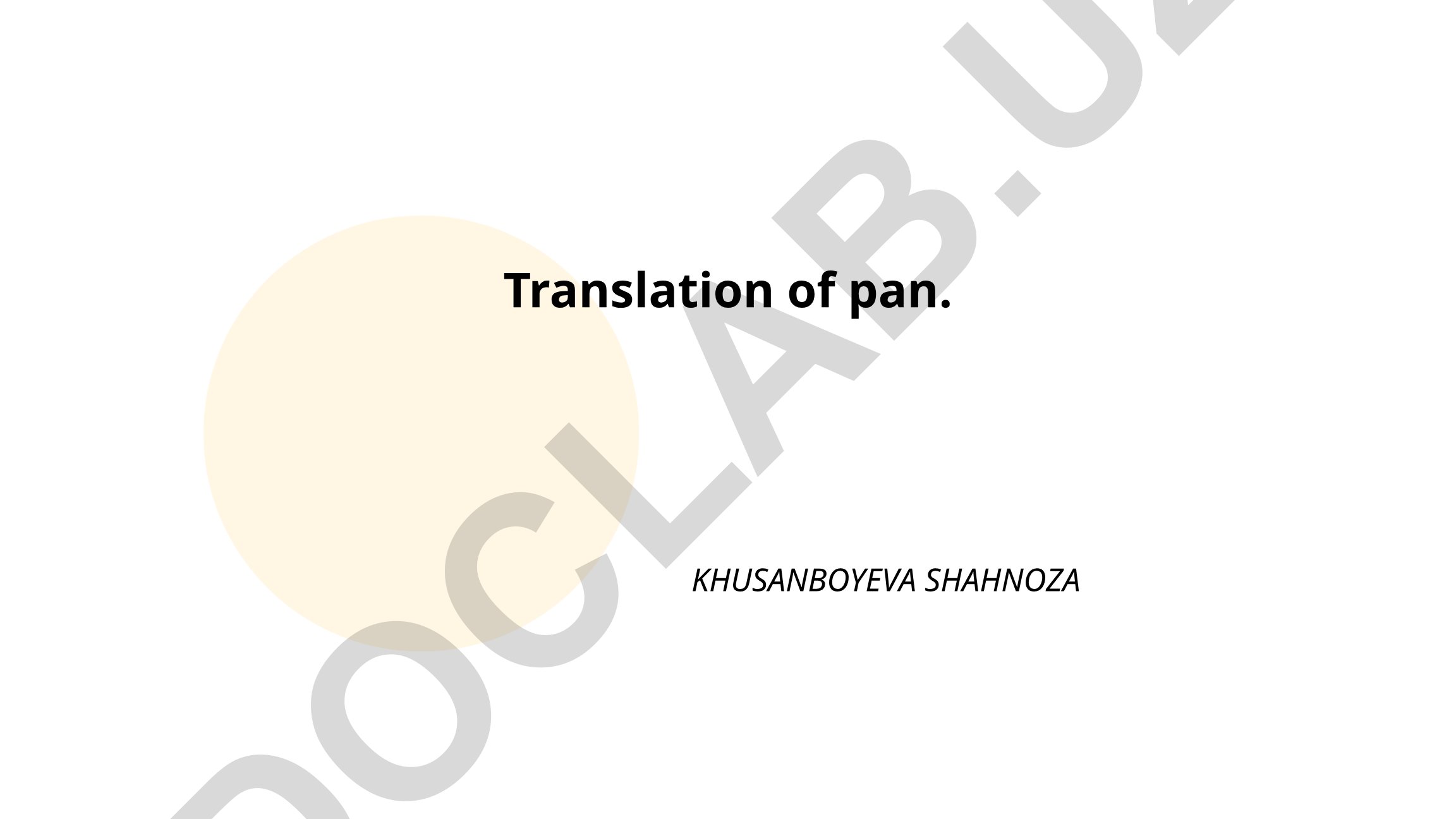 Pan so'zining tarjima texnikasi va madaniy nuanslari