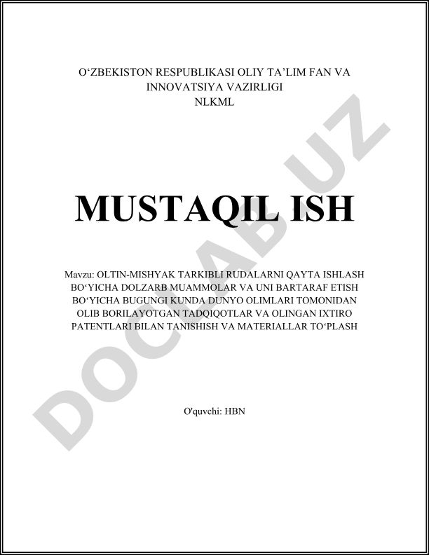 Oltin-mishyak tarkibli rudalarni qayta ishlash bo'yicha dolzarb muammolar va tadqiqotlar