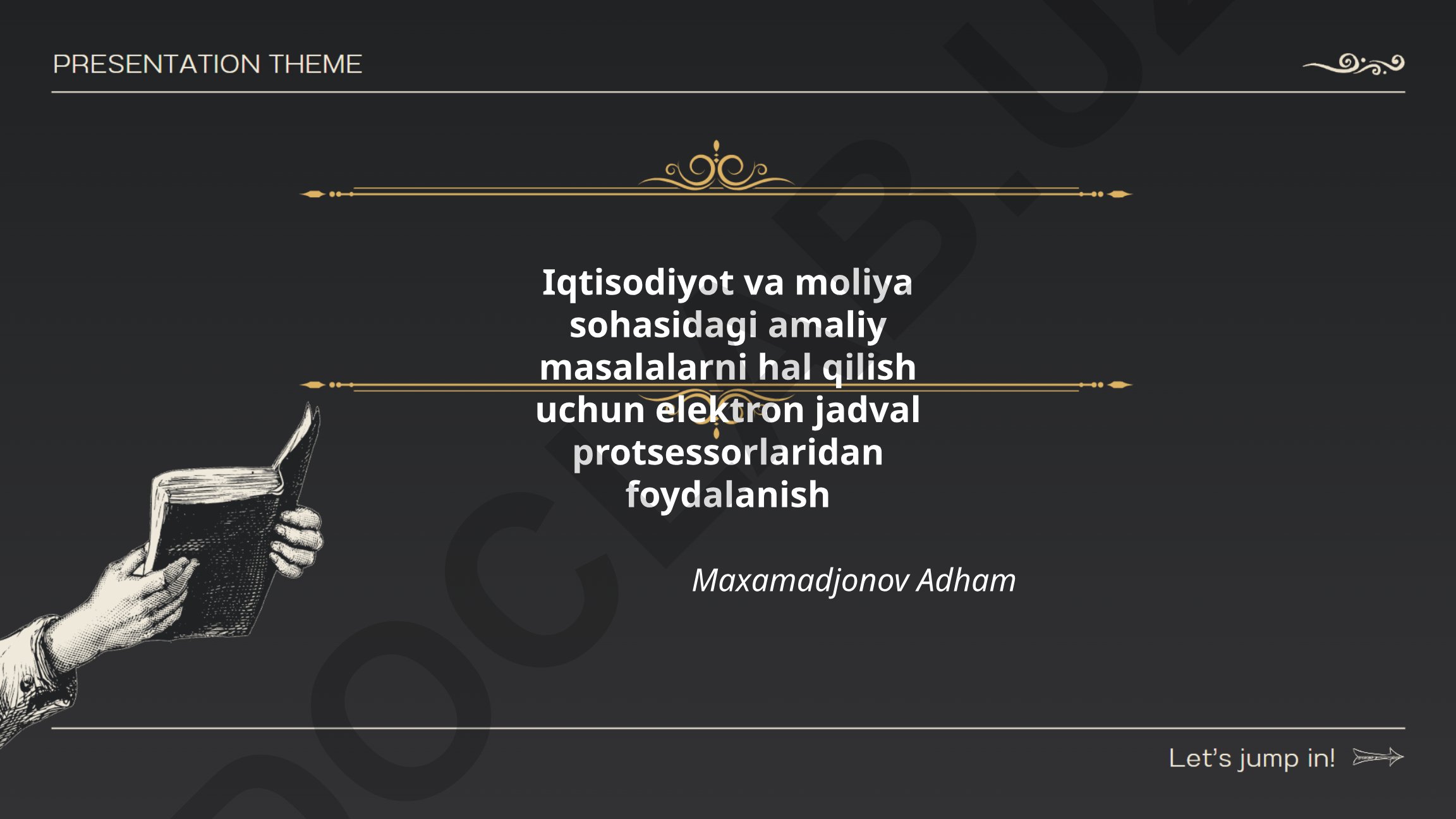 Iqtisodiyot va moliya sohasida elektron jadval protsessorlaridan foydalanish