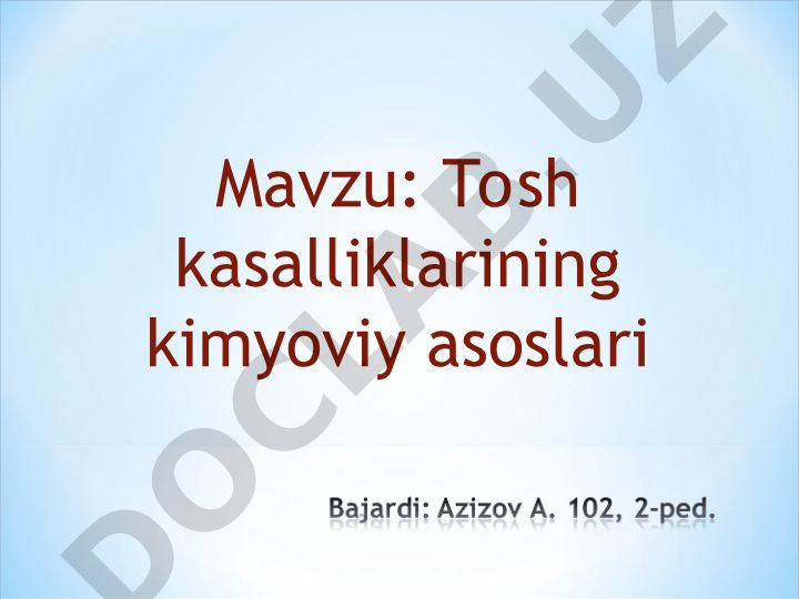 Tosh kasalliklarining kimyoviy asoslari: Nukleoproteinlar almashinuvining buzilishi