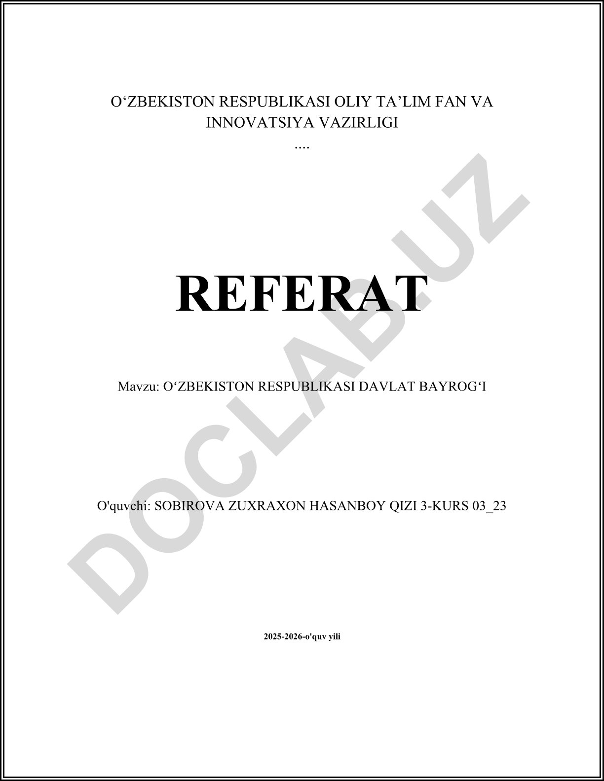 Oʻzbekiston Respublikasi Davlat Bayrogʻi