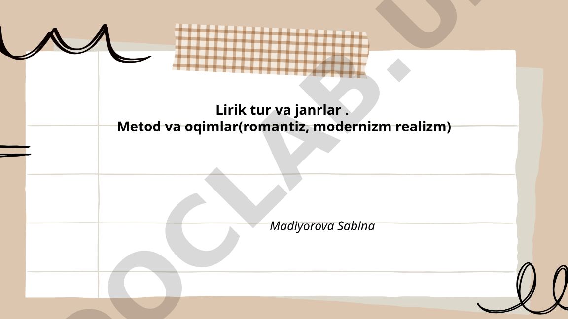 Lirik tur va janrlar, metod va oqimlar