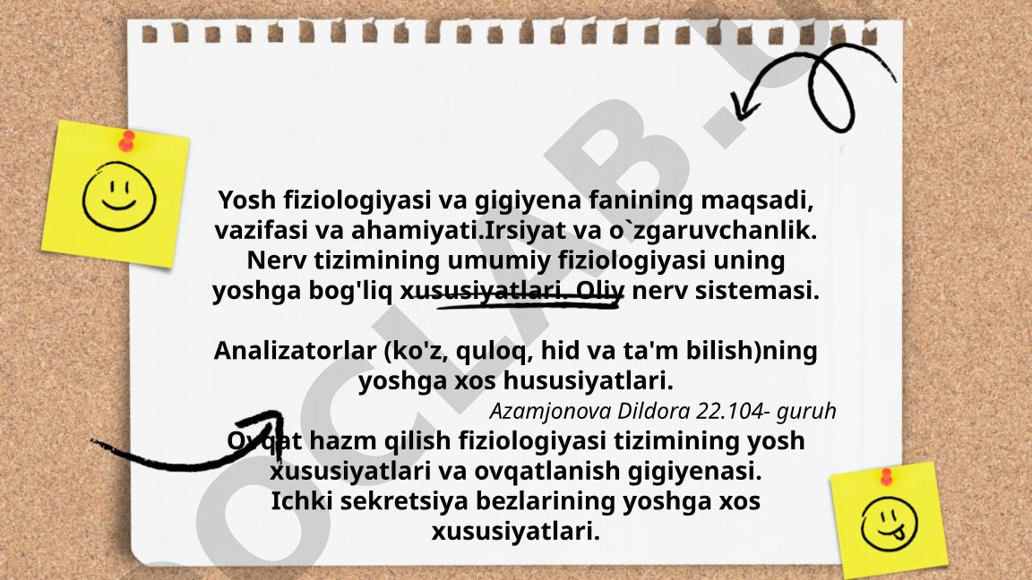 Yosh fiziologiyasi va gigiyena fanining maqsadi, vazifasi va ahamiyati