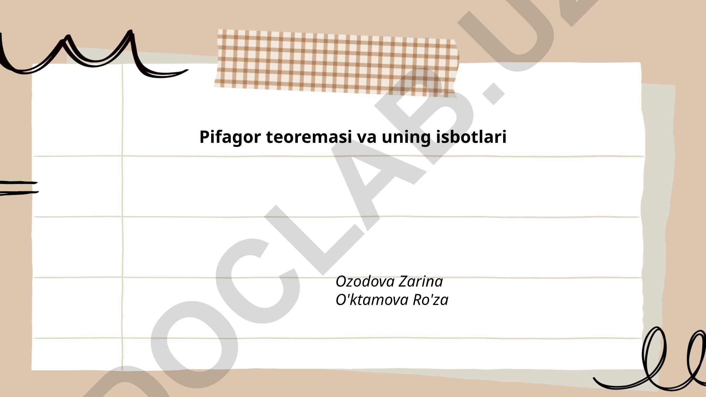 Pifagor teoremasi va uning isbotlari
