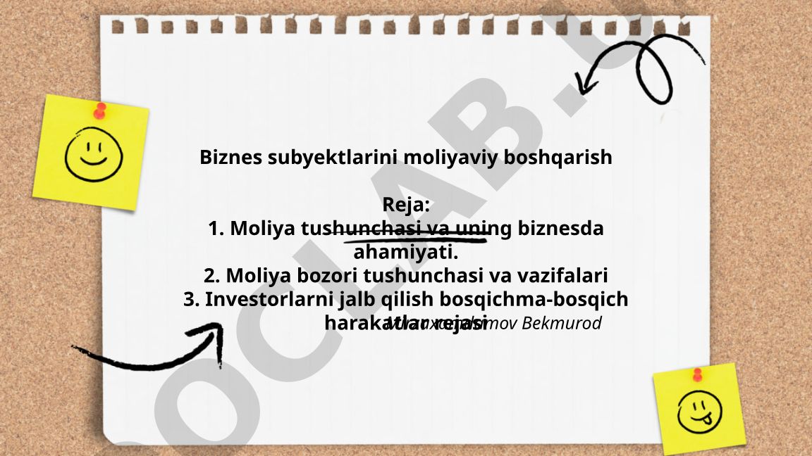 Biznes subyektlarini moliyaviy boshqarish