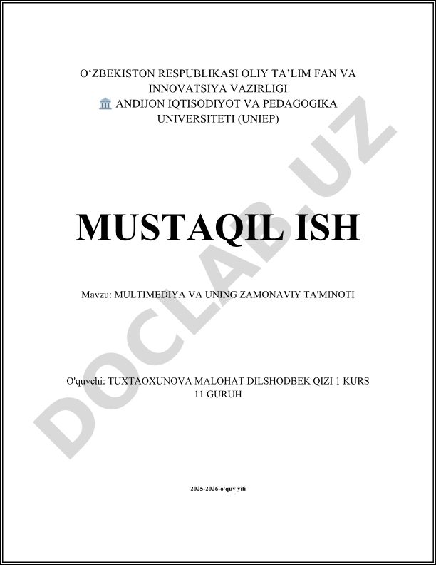 Multimediya va uning zamonaviy ta'minoti