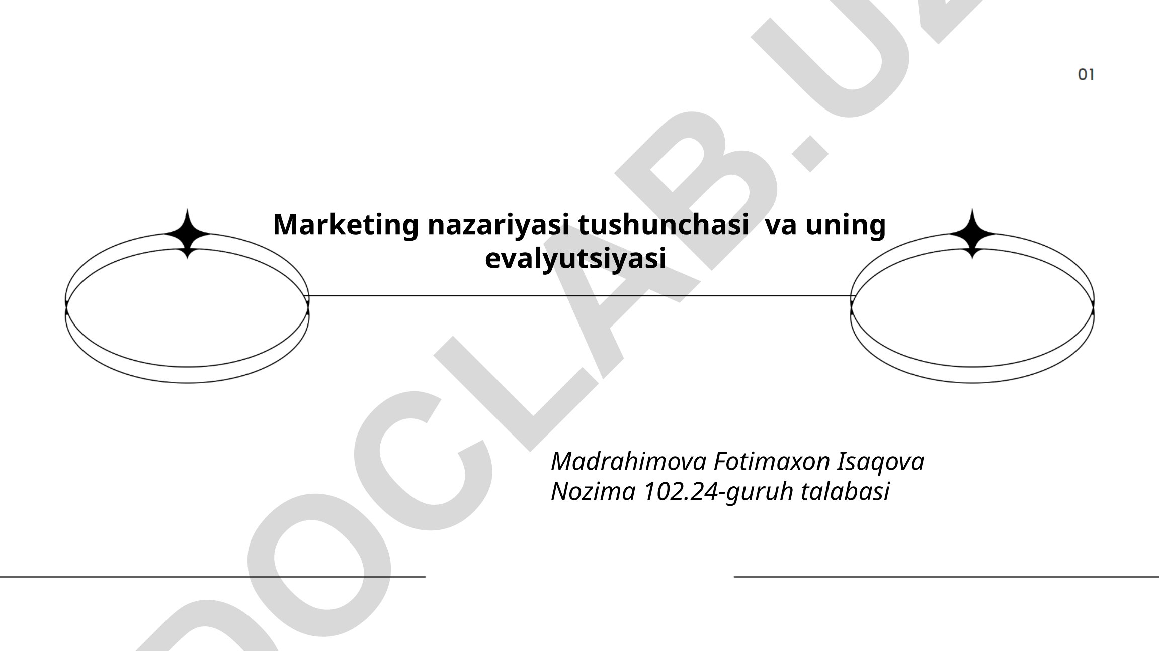 Marketing nazariyasi tushunchasi va uning evalyutsiyasi