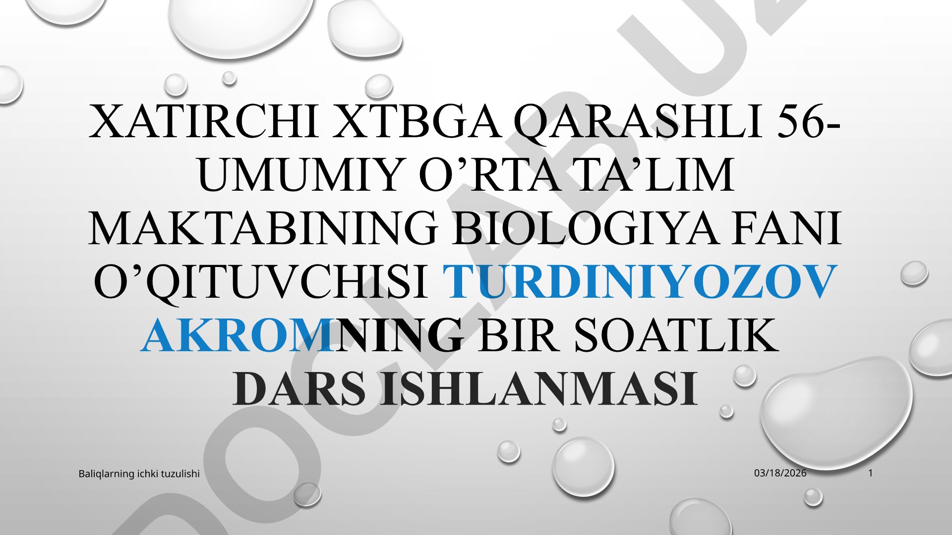 Baliqlarning ichki tuzilishi