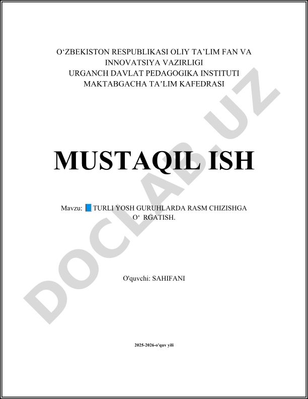 Turli yosh guruhlarda rasm chizishga o'rgatish