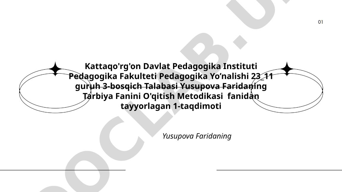 Tarbiya fanini o'qitish metodikasi