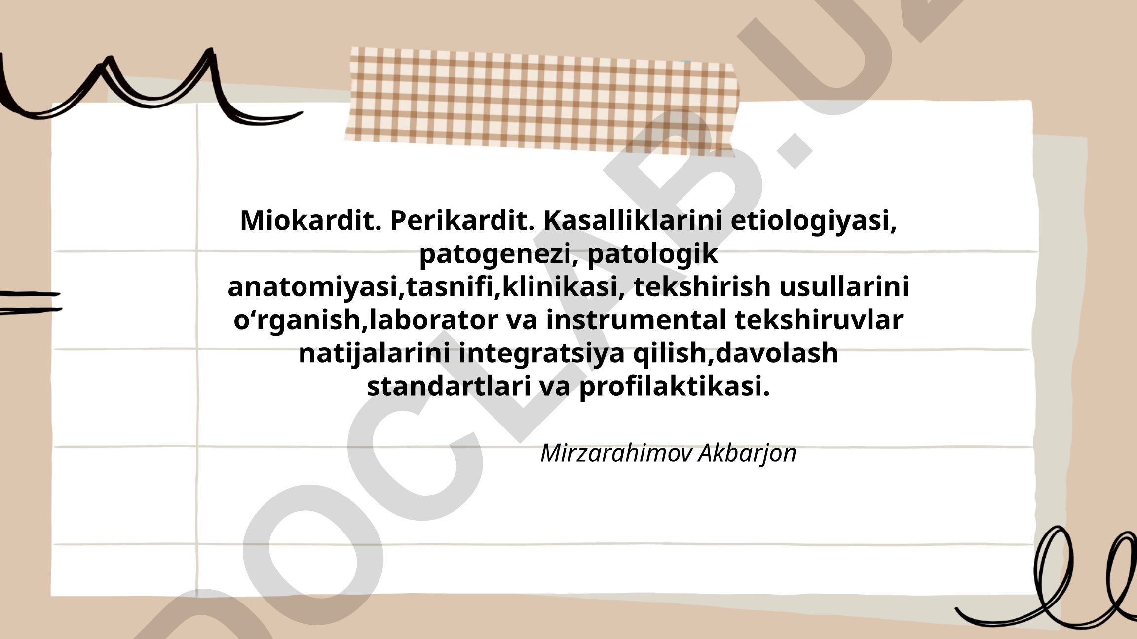 Miokardit va perikardit kasalliklarini oʻrganish
