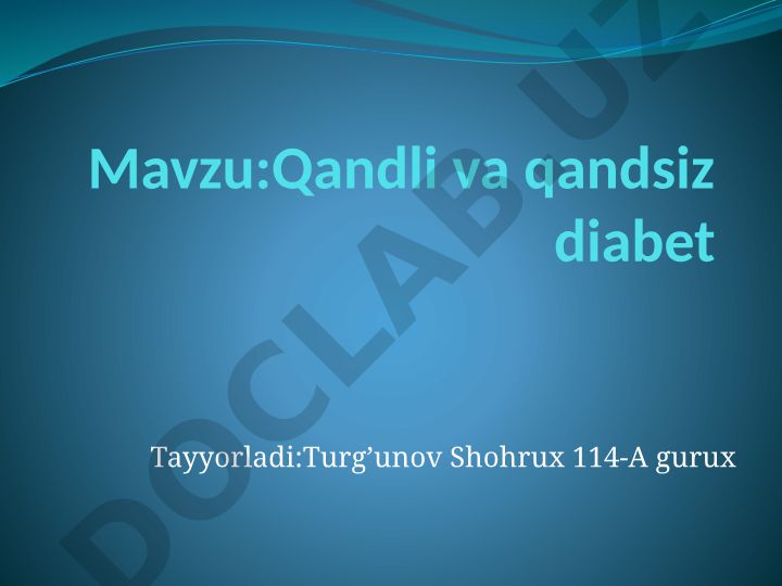 Qandli va qandsiz diabet