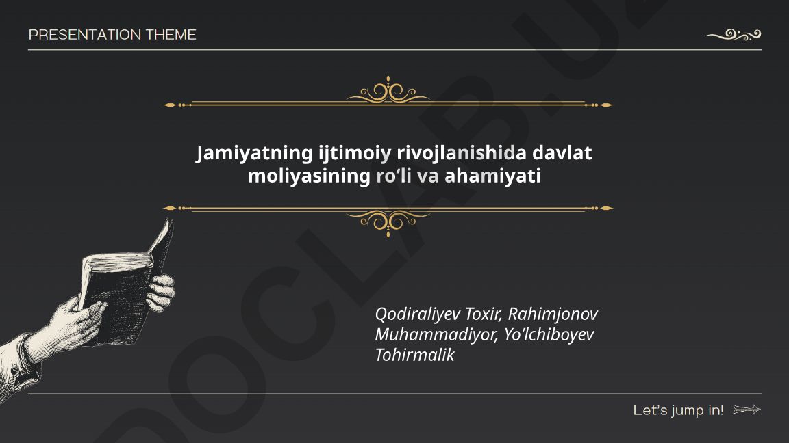Jamiyatning ijtimoiy rivojlanishida davlat moliyasining roʻli va ahamiyati