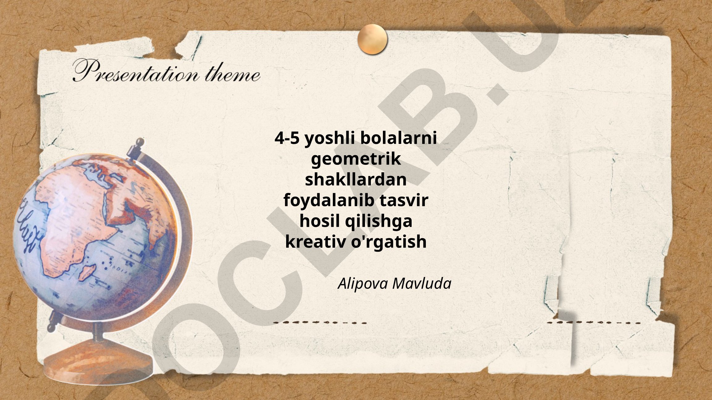 4-5 yoshli bolalarni geometrik shakllardan foydalanib tasvir hosil qilishga kreativ o'rgatish