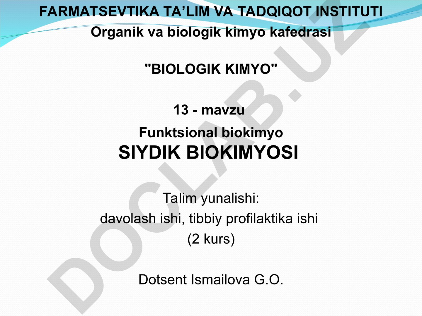 Siydik biokimyosi va buyraklar metabolizmi