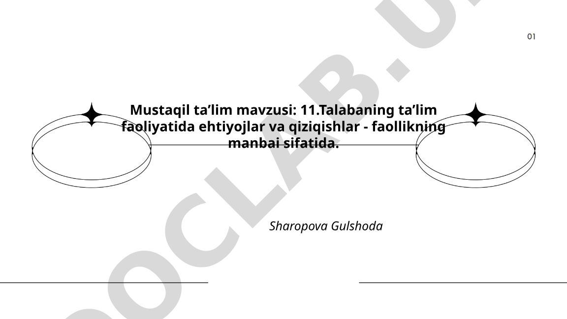 Talabaning ta'lim faoliyatida ehtiyojlar va qiziqishlar - faollikning manbai sifatida