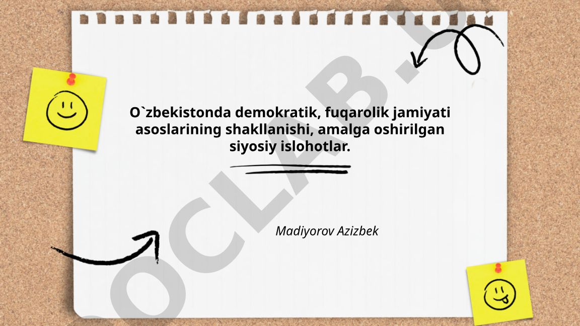 O'zbekistonda demokratik va fuqarolik jamiyati asoslarining shakllanishi va siyosiy islohotlar