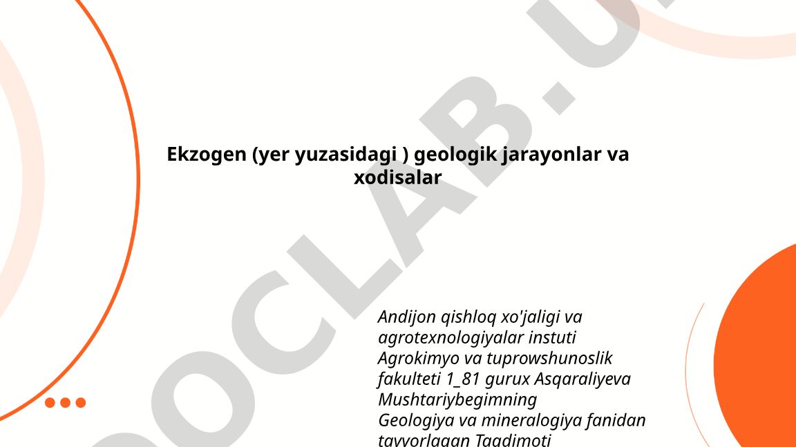 Ekzogen geologik jarayonlar va xodisalar