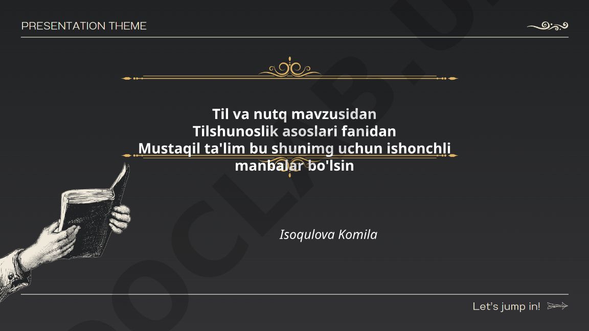 Til va nutq mavzusidan Tilshunoslik asoslari