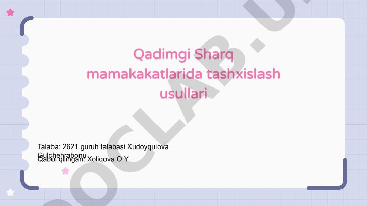 Qadimgi Sharq tabobatida diagnostika usullari