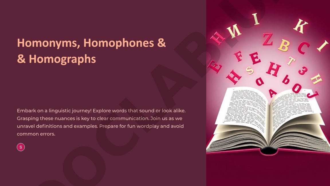 Homonyms, Homophones and Homographs
