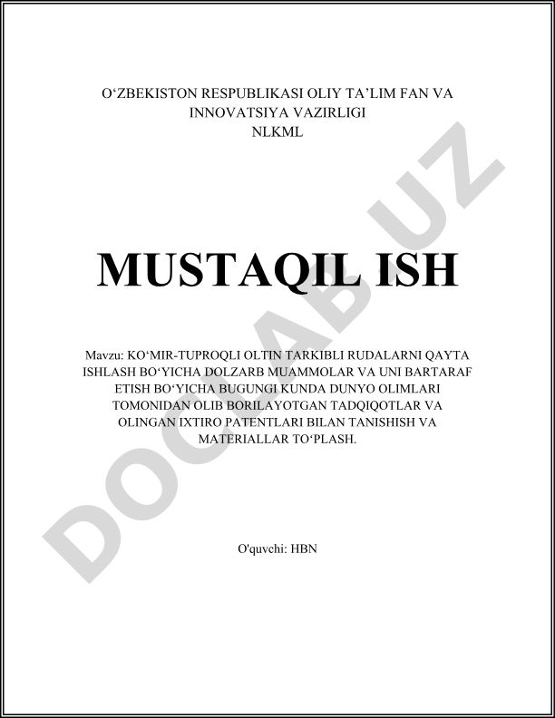 Ko'mir-tuproqli oltin tarkibli rudalarni qayta ishlash bo'yicha dolzarb muammolar va tadqiqotlar
